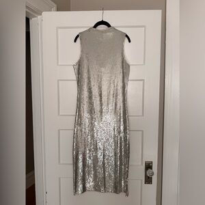 Zara Silver Sequin Maxi Dress